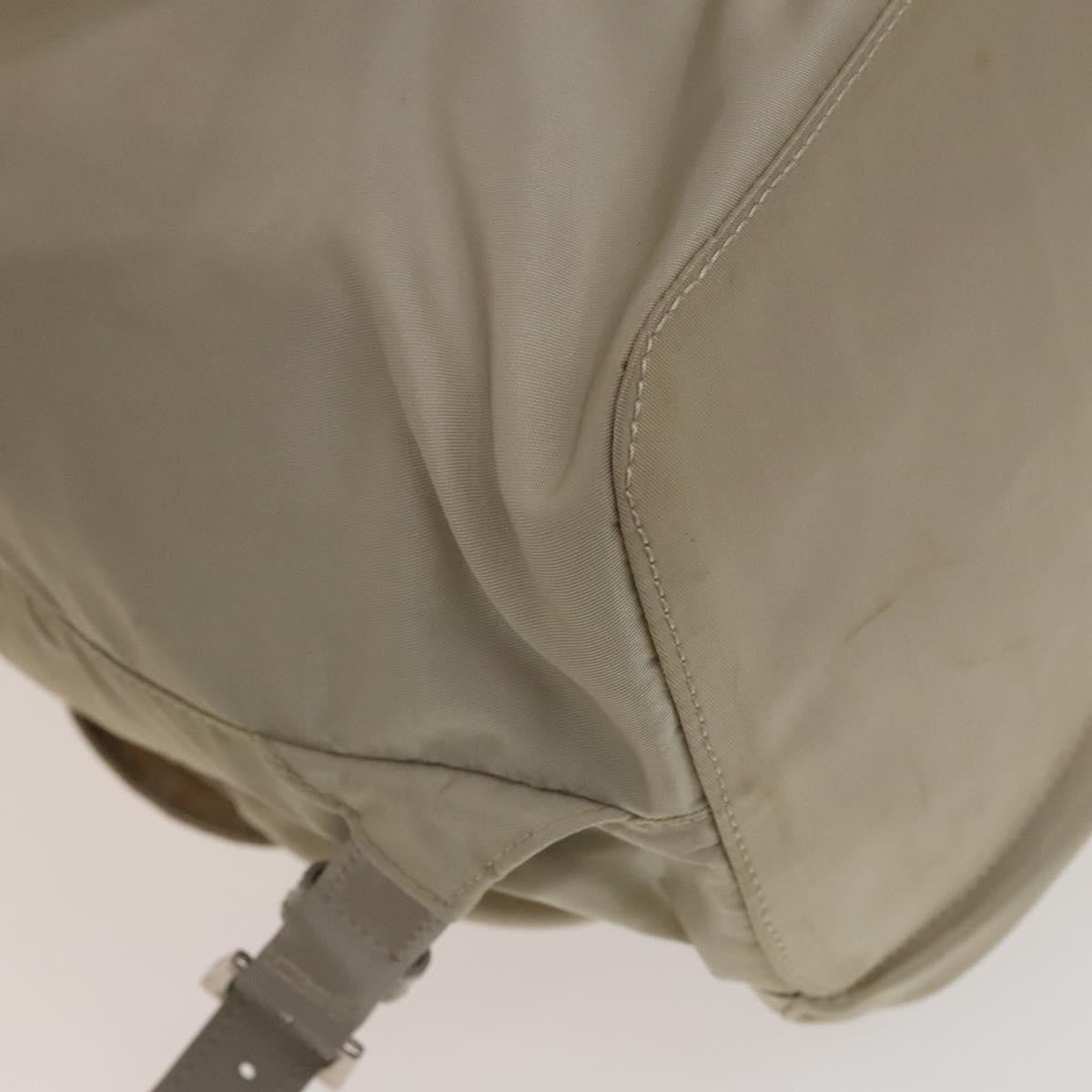 Prada Vela Double Front Pocket Backpack Tessuto with Saffiano Leather, SILVER, NYLON, Backpack