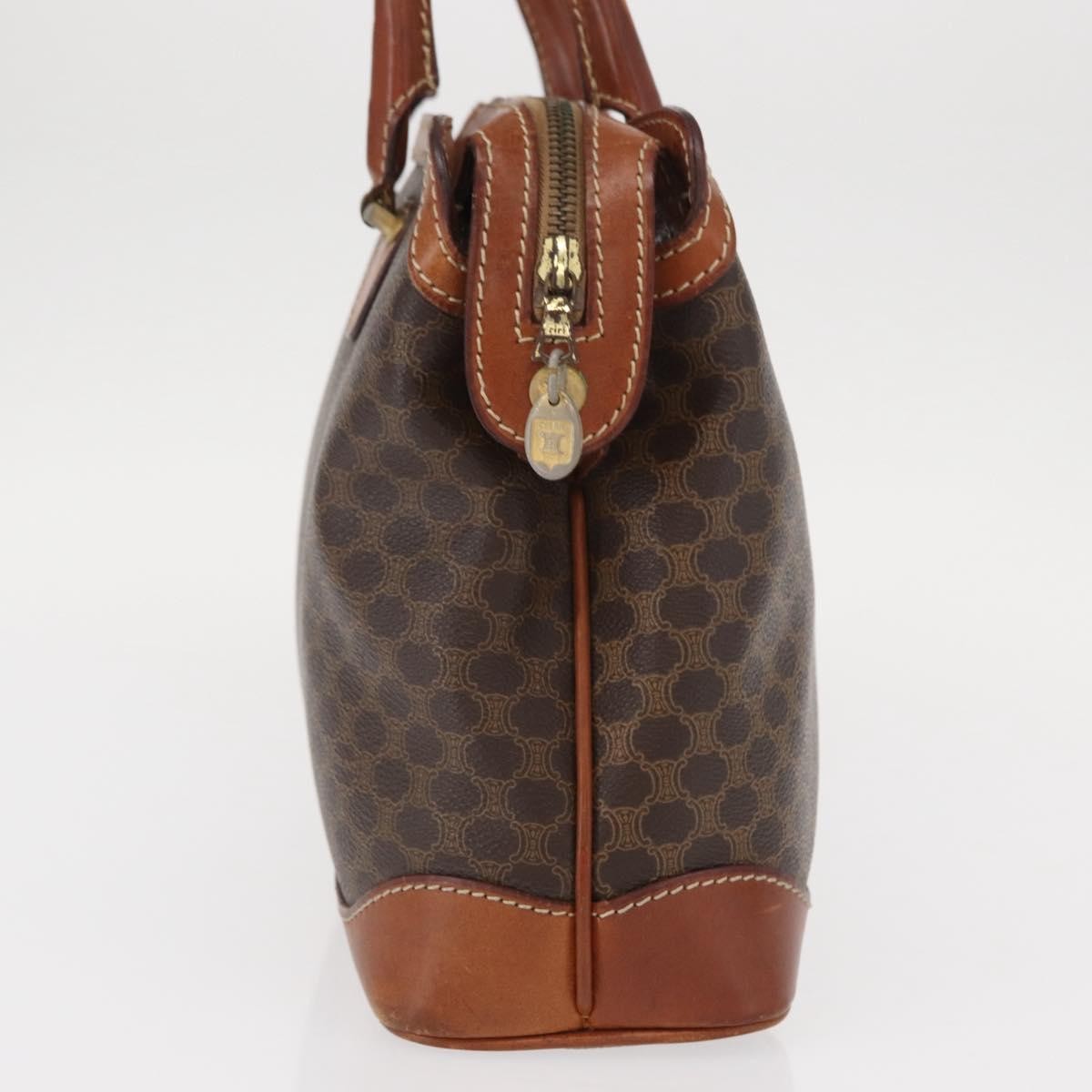 Celine Vintage Macadam Handbag Canvas and Leather, BROWN, CANVAS, Handbag