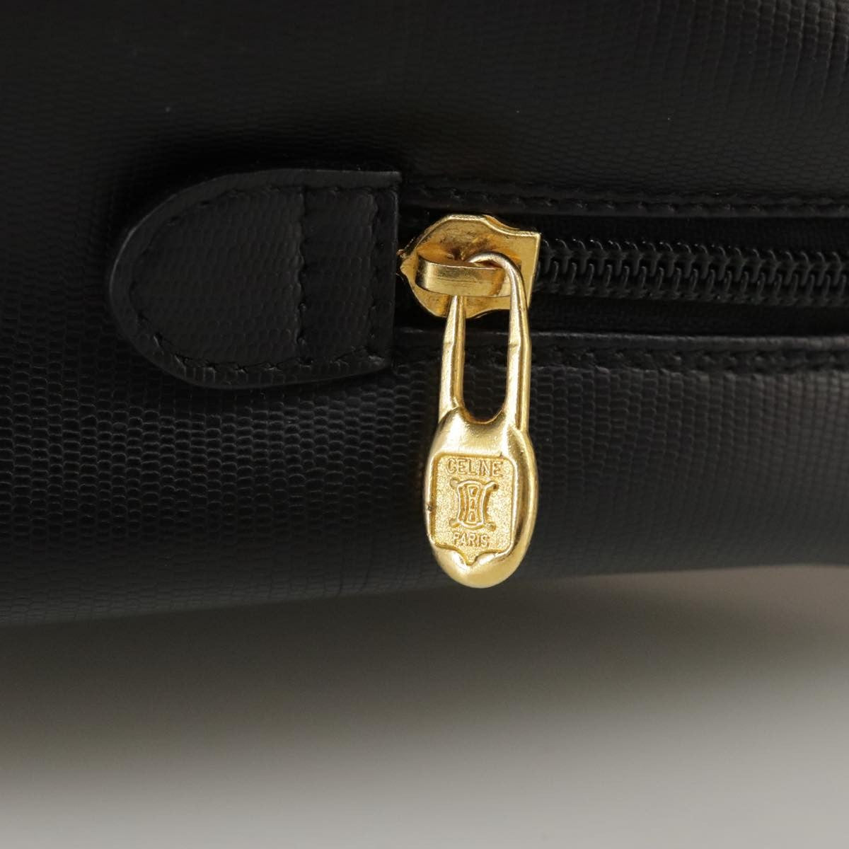 Celine Circle Logo Handbag Leather, BLACK, LEATHER, Handbag