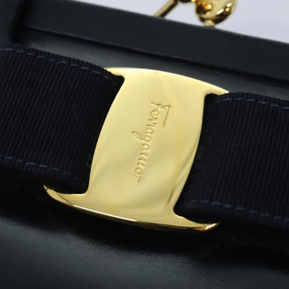 Salvatore Ferragamo Vala Handbag Leather, NAVY, LEATHER, Handbag