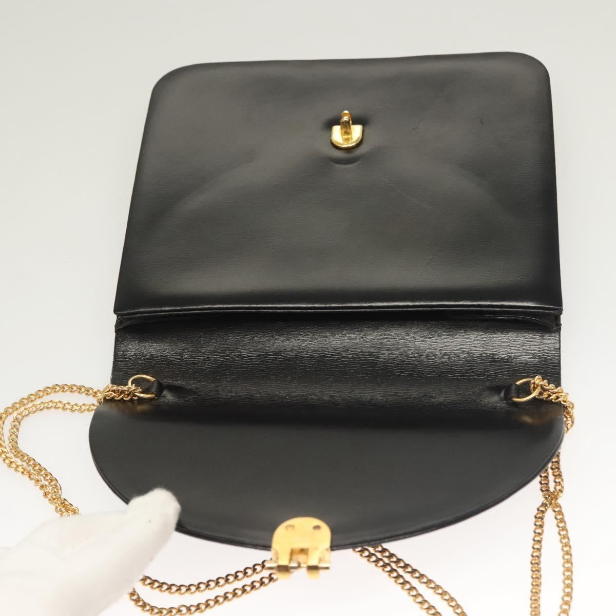 Christian Dior Vintage Chain Flap Shoulder Bag Leather, BLACK, LEATHER, Shoulder bag