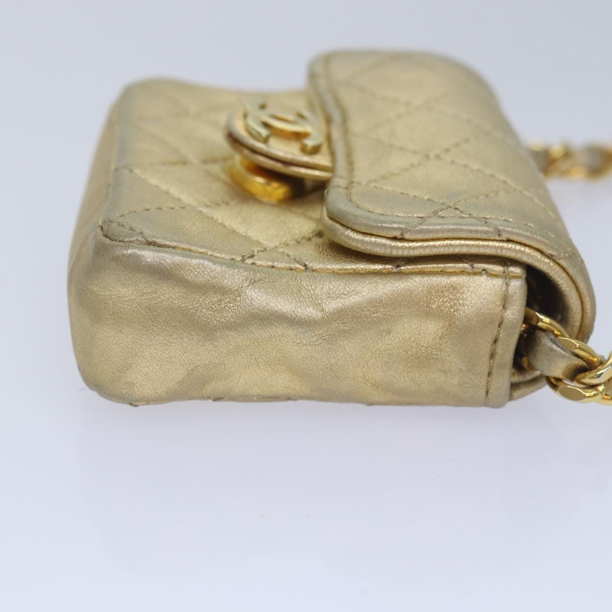 Chanel Vintage Square CC Flap Bag Quilted Leather, Gold, Leather, Shoulder Bag