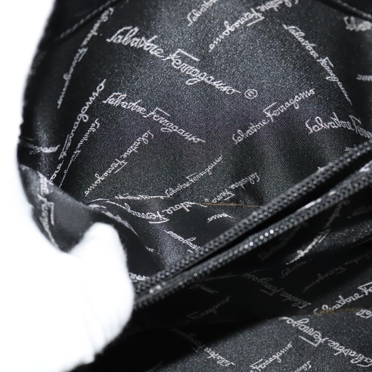 Salvatore Ferragamo Double Gancini Top Handle Bag Saffiano Leather, BLACK, LEATHER, Handbag