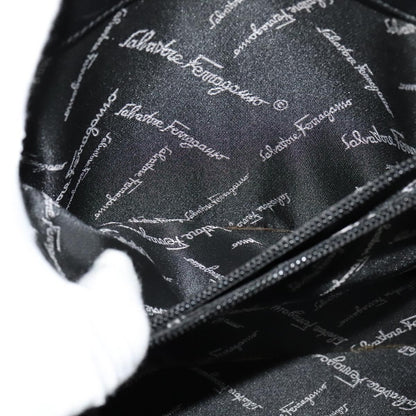 Salvatore Ferragamo Double Gancini Top Handle Bag Saffiano Leather, BLACK, LEATHER, Handbag