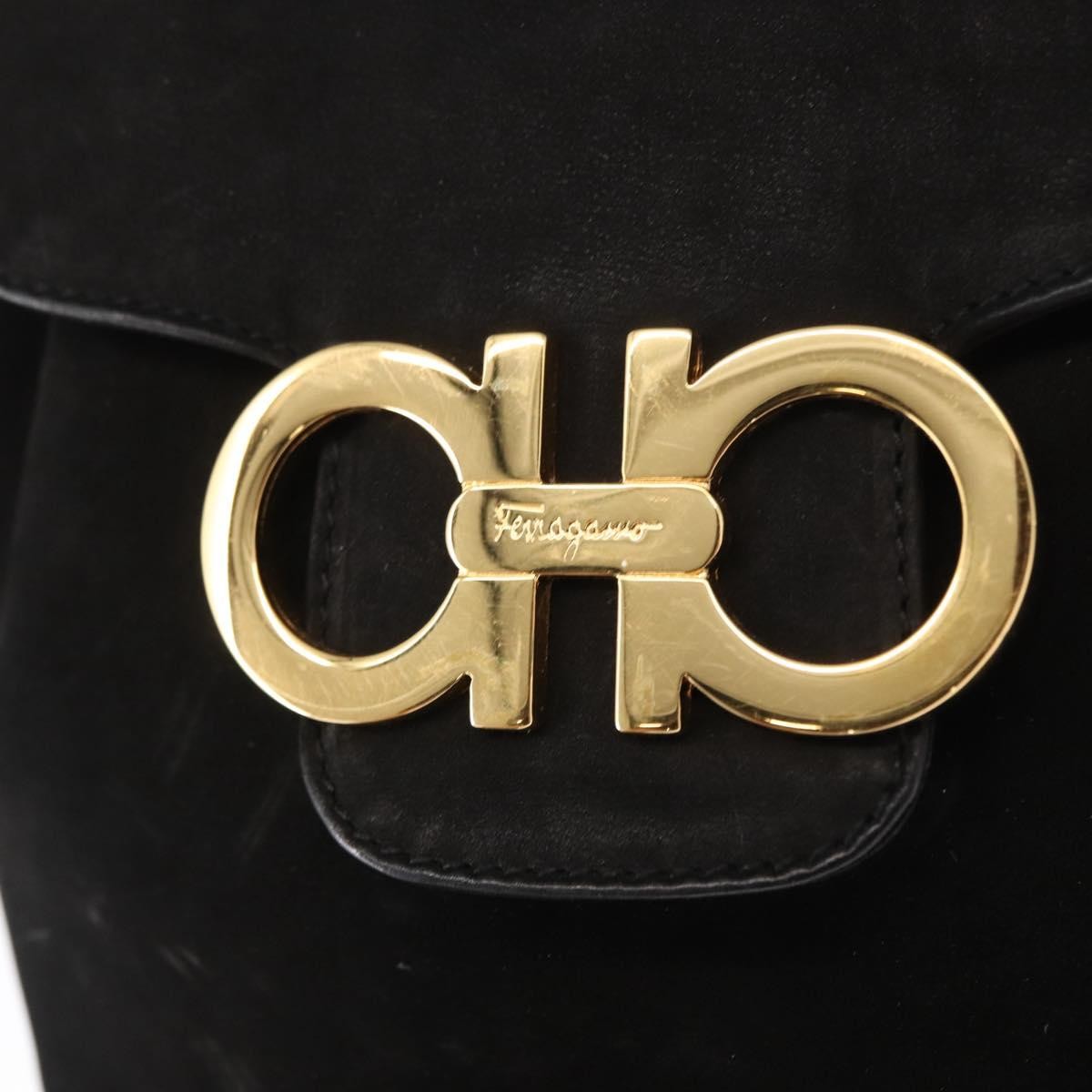 Salvatore Ferragamo Gancini Backpack Suede, BLACK, SUEDE, Backpack