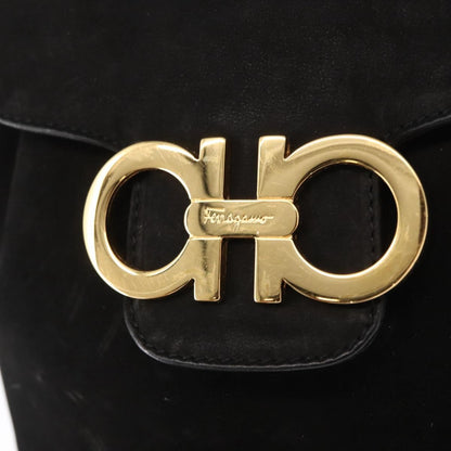 Salvatore Ferragamo Gancini Backpack Suede, BLACK, SUEDE, Backpack