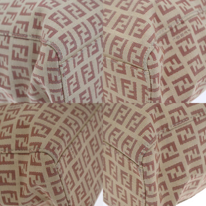 Fendi Shopping Tote Zucca Coated Canvas, PINK, CANVAS, Tote bag