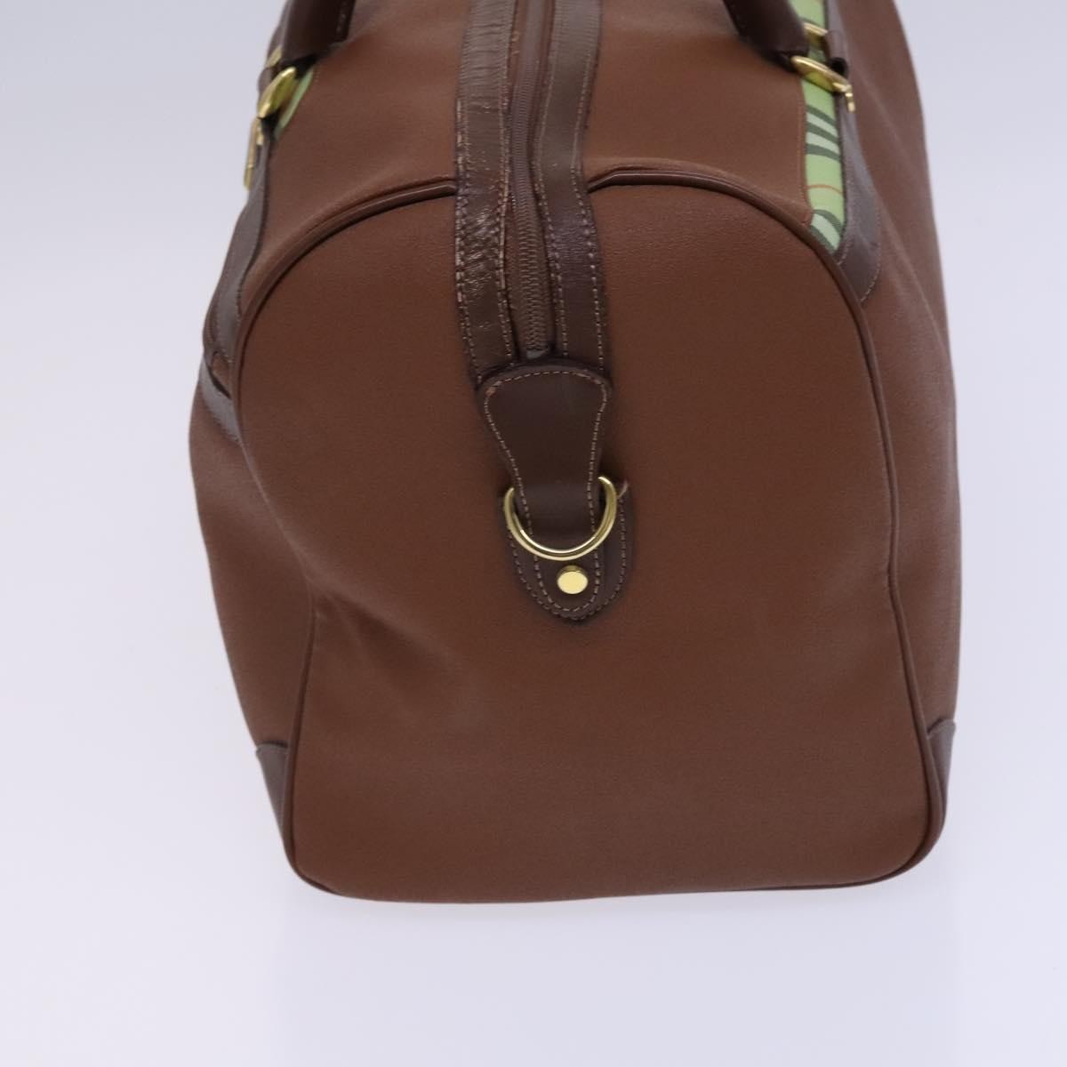 Burberry Front Pocket Zip Boston Bag House Check Canvas and Leather, BROWN, LEATHER, Travel bag