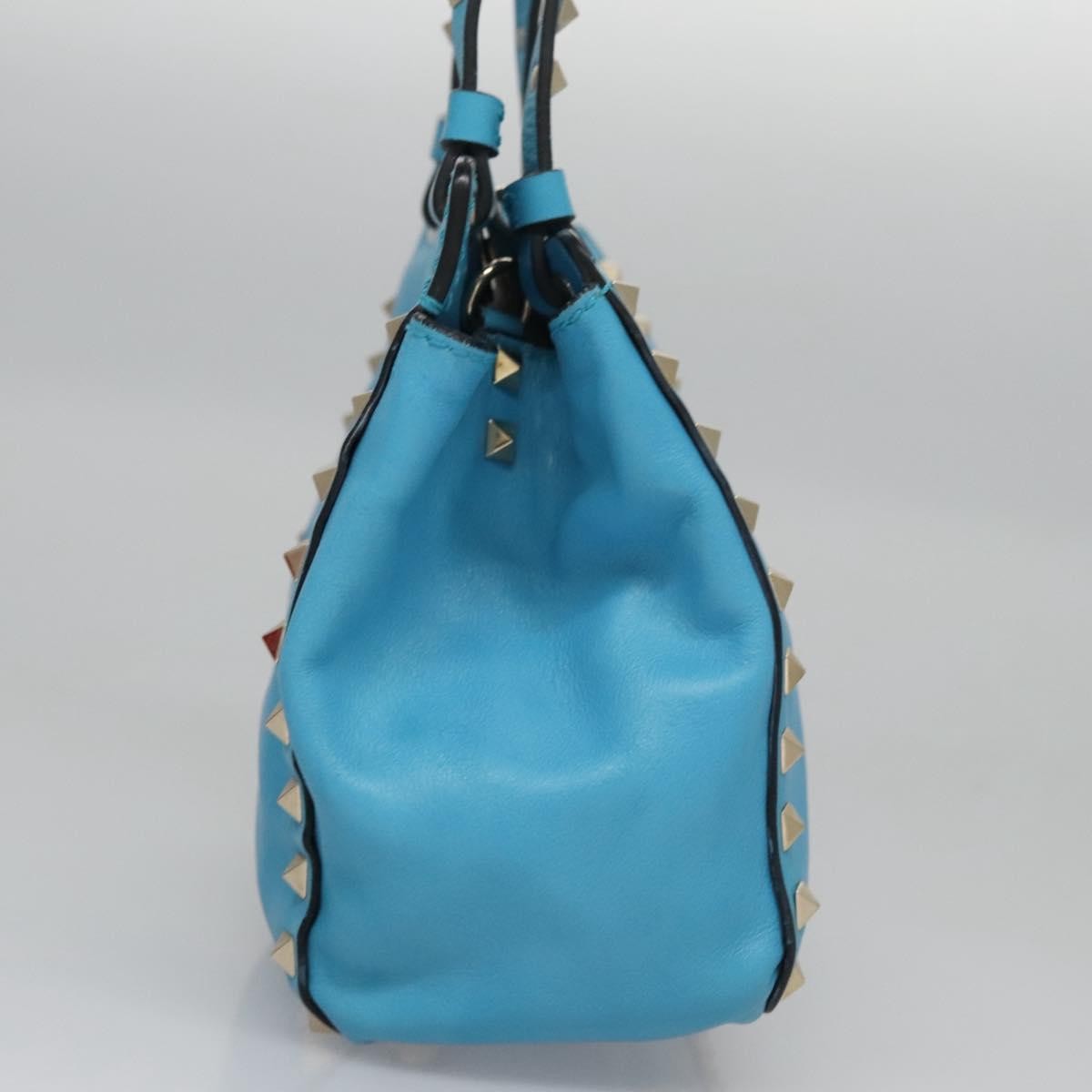 Valentino Garavani Rockstud Tote Soft Leather, BLUE, LEATHER, Tote bag
