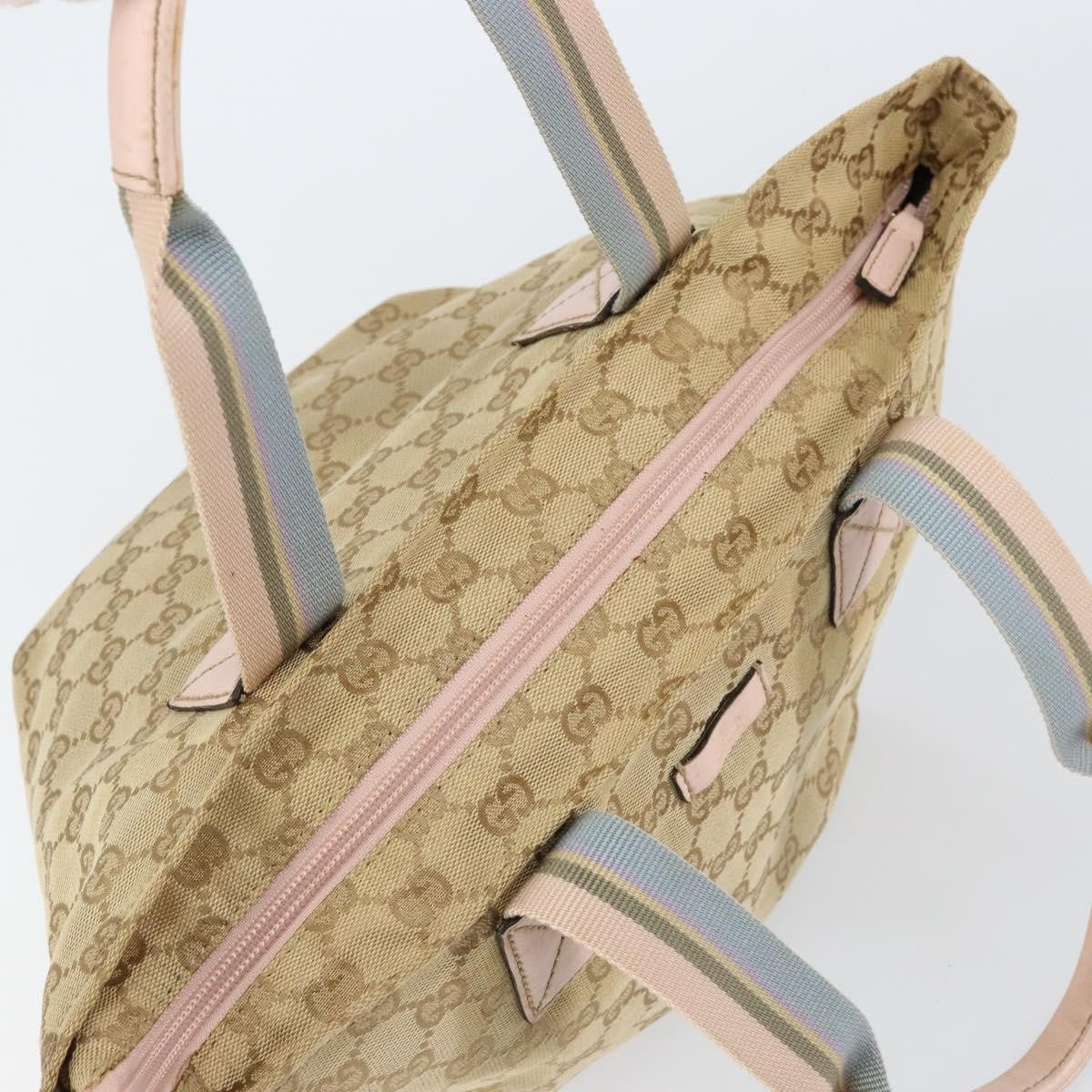 Gucci Web Zip Tote GG Canvas, BEIGE, CANVAS, Tote bag