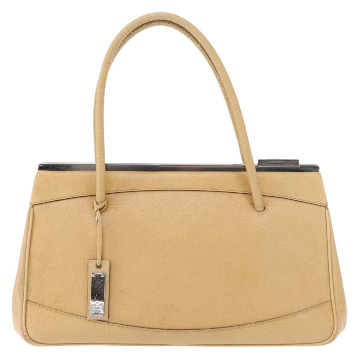 Gucci Vintage Handbag Leather, BEIGE, LEATHER, Handbag