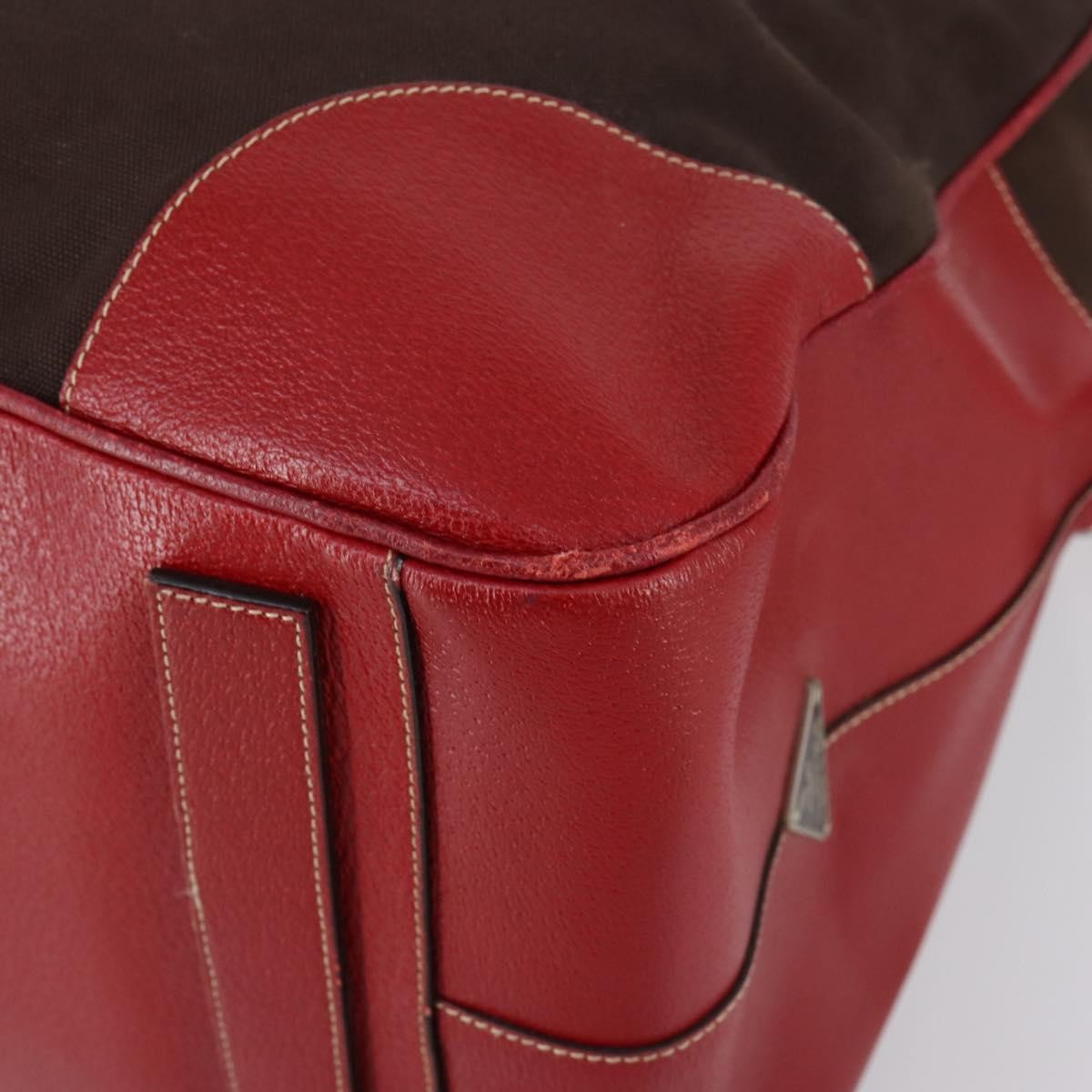 Prada Bowler Bag Canvas with Leather, BROWN, CANVAS, Travel bag