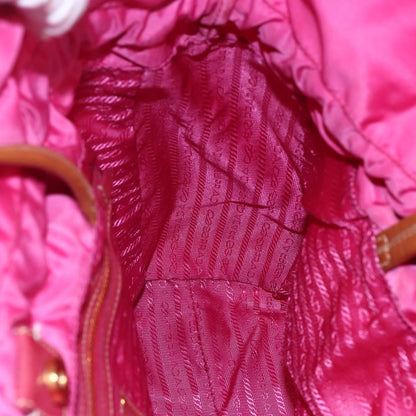 Prada Logo Drawstring Tote Tessuto, PINK, NYLON, Tote bag