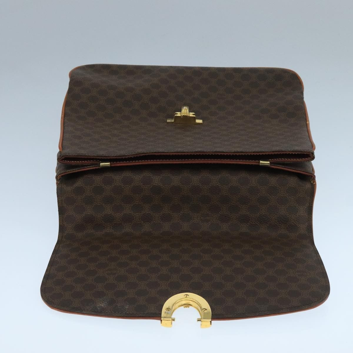 Celine Vintage Macadam Handbag Canvas, BROWN, CANVAS, Handbag