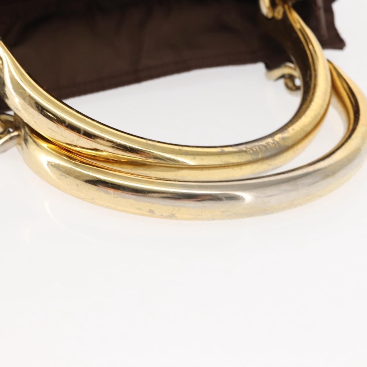 Prada Metal Handles Tote Tessuto, BROWN, NYLON, Handbag