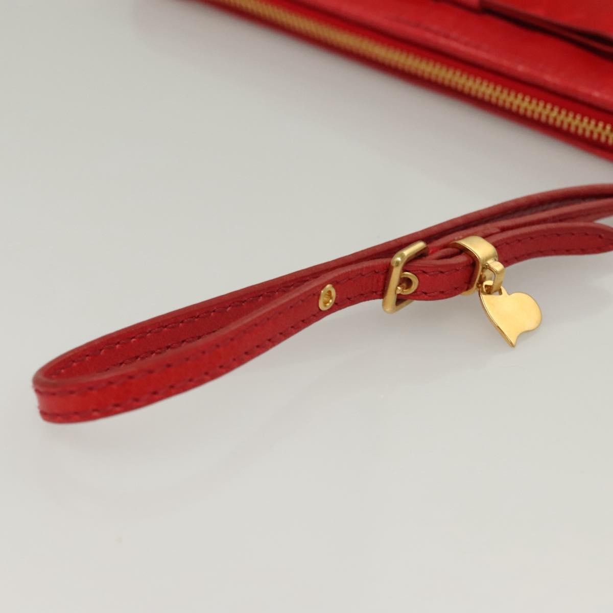 Miu Miu Zip Wristlet Pouch Leather, RED, LEATHER, Clutche & pouche