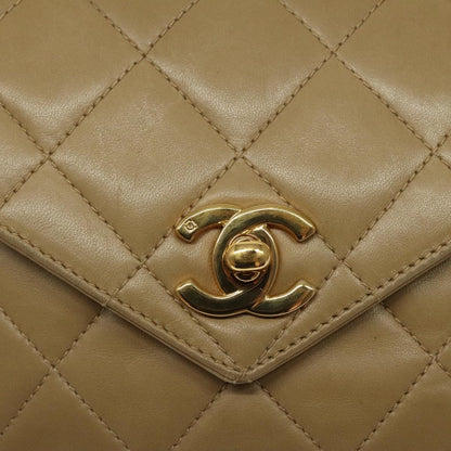 Chanel Vintage Front Pocket Camera Shoulder Bag Leather, BEIGE, LEATHER, Shoulder bag