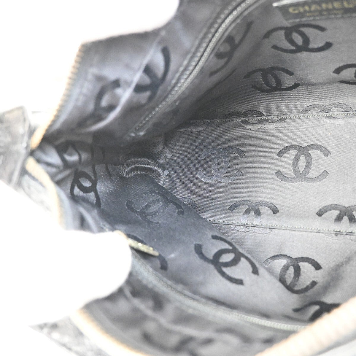 Chanel Vintage Wood Chain CC Shoulder Bag Caviar, BLACK, LEATHER, Shoulder bag