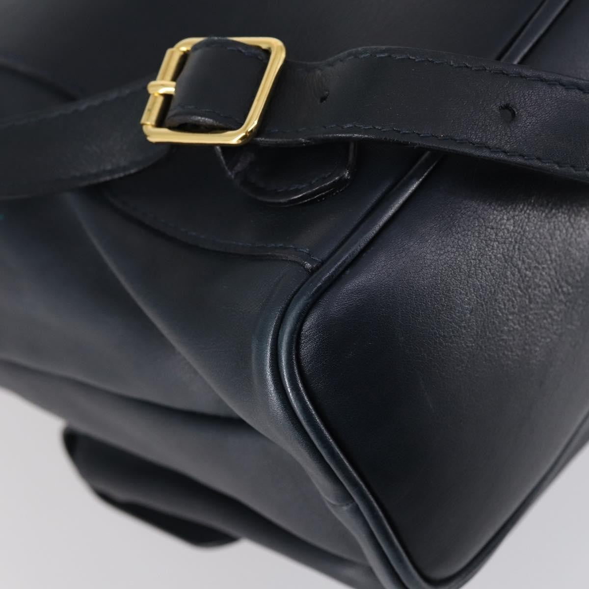 Gucci Vintage Bamboo Backpack Leather, NAVY, LEATHER, Backpack