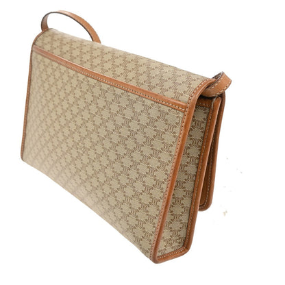 Celine Macadam Pochette Canvas and Leather, BEIGE, PVC, Clutche & pouche