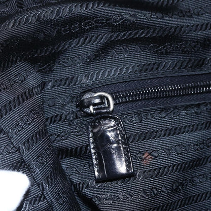 Prada Vintage Shoulder Bag Nylon and Leather, BLACK, NYLON, Shoulder bag