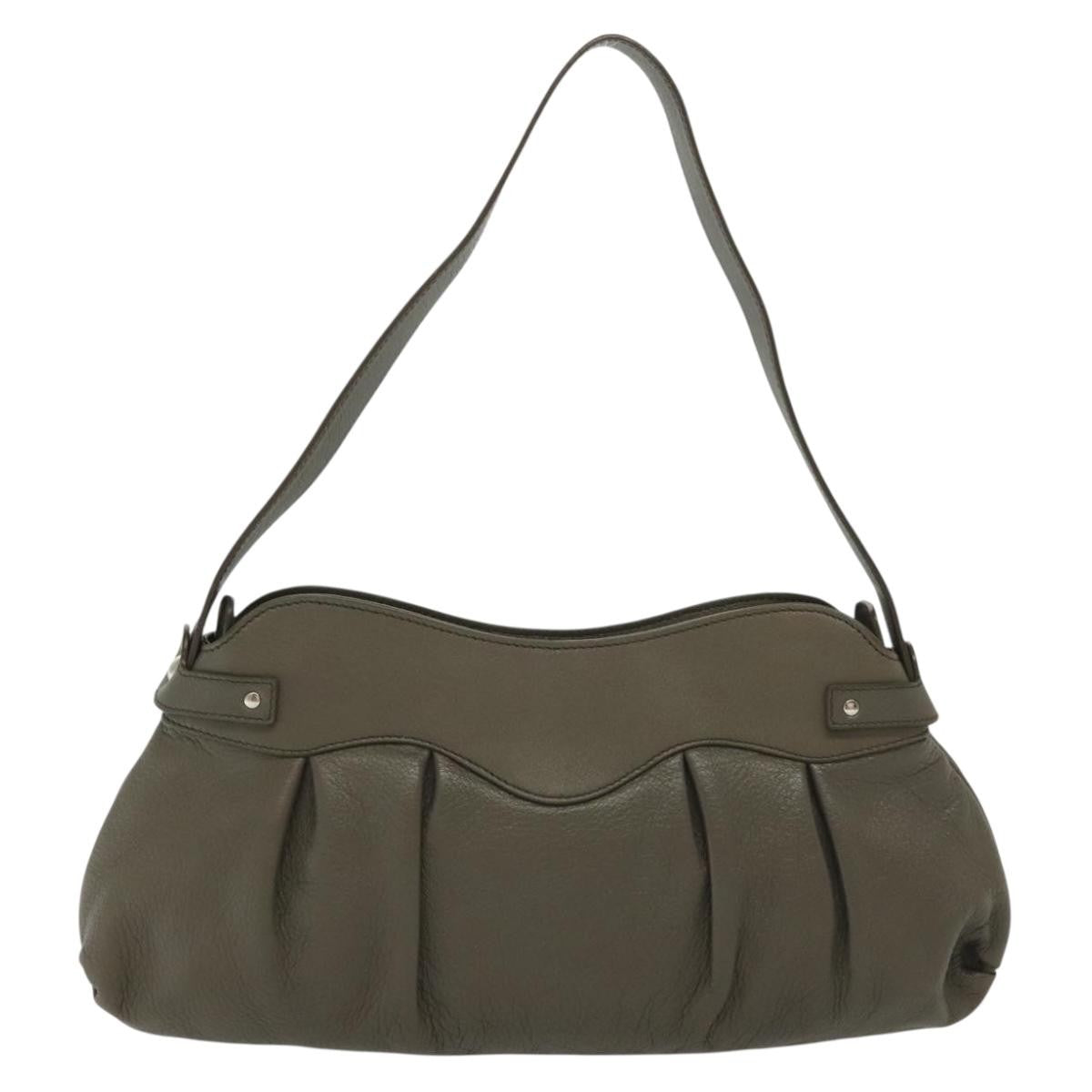 Salvatore Ferragamo Gancini Shoulder Bag Leather, GRAY, LEATHER, Shoulder bag