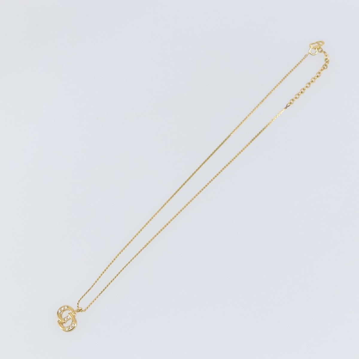 Christian Dior CD Pendant Necklace Metal and Crystals, GOLD, METAL, Necklace