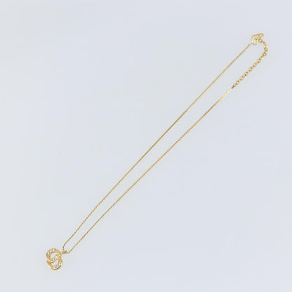 Christian Dior CD Pendant Necklace Metal and Crystals, GOLD, METAL, Necklace
