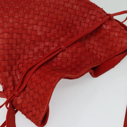 Bottega Veneta Drawstring Tassel Bucket Bag Intrecciato Nappa, RED, LEATHER, Shoulder bag