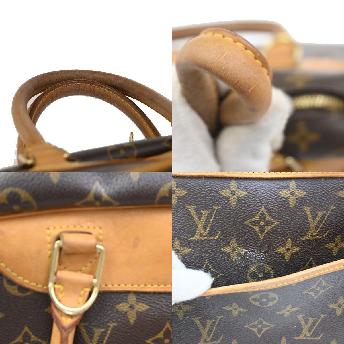 Louis Vuitton Deauville Handbag Monogram Canvas, BROWN, LEATHER, Handbag