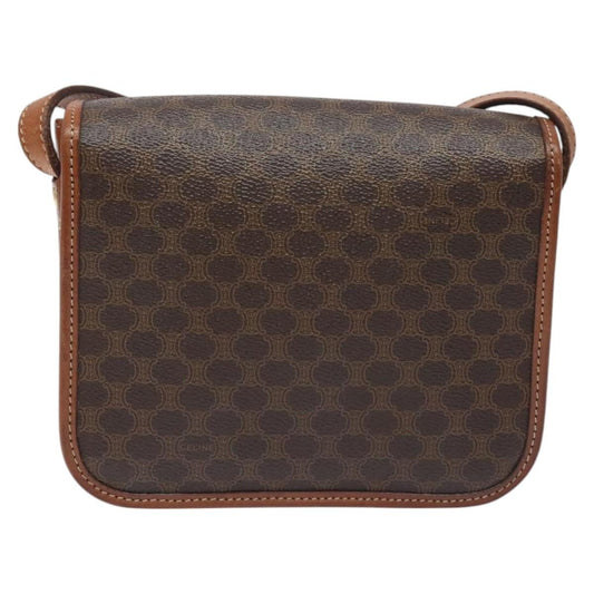 Celine Vintage Macadam Shoulder Bag Canvas and Leather, BROWN, CANVAS, Shoulder bag