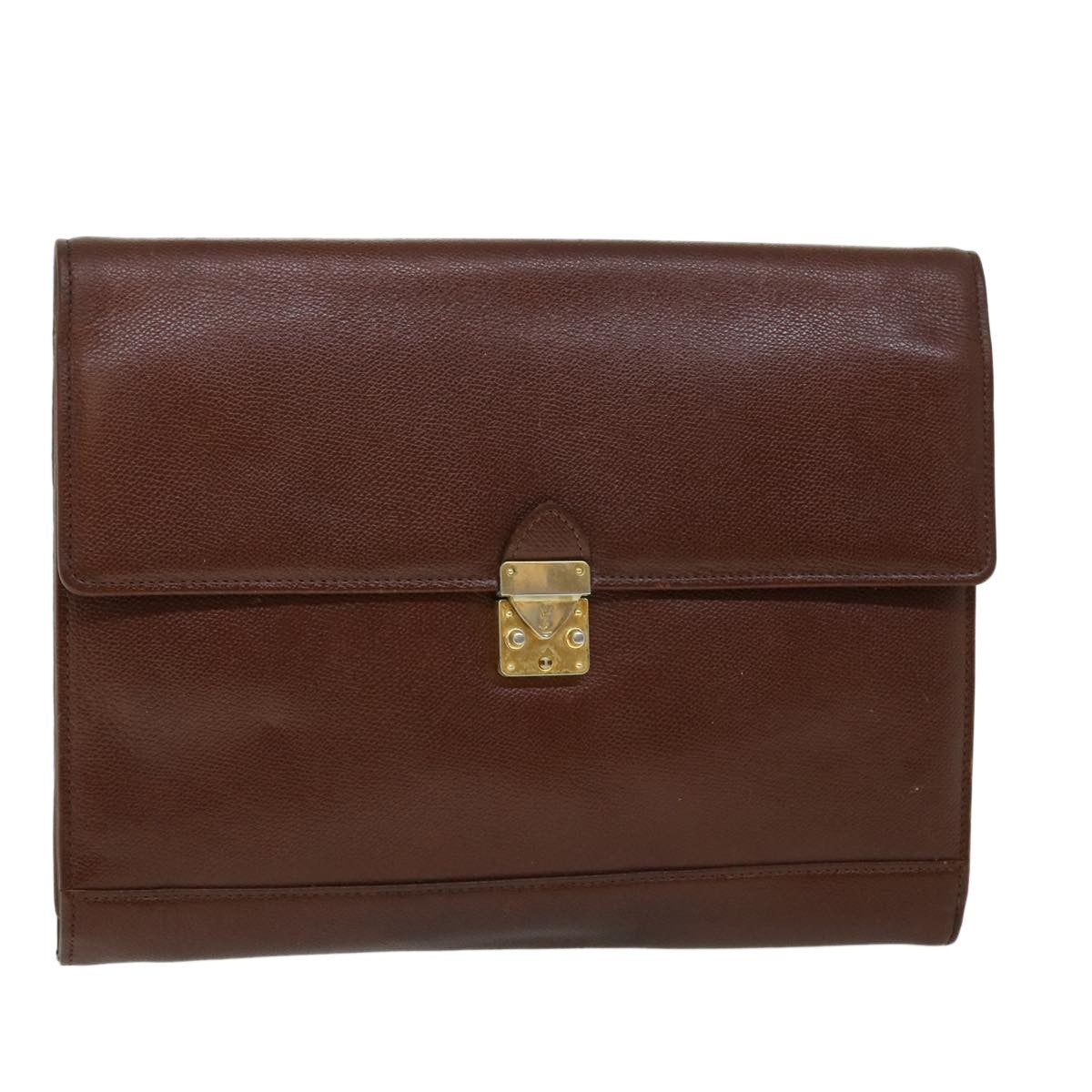 Saint Laurent Vintage Flap Document Holder Leather, BROWN, LEATHER, Briefcase