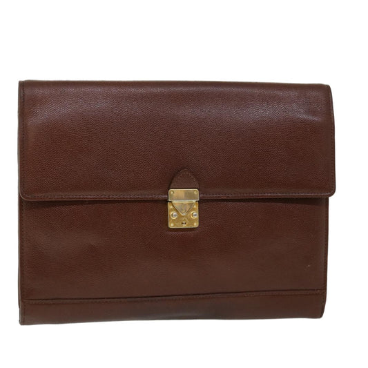 Saint Laurent Vintage Flap Document Holder Leather, BROWN, LEATHER, Briefcase