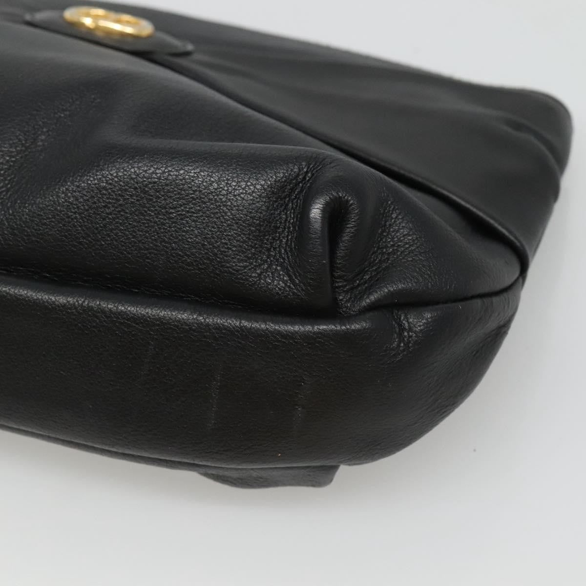 Christian Dior CD Zip Pouch Leather, BLACK, LEATHER, Clutche & pouche