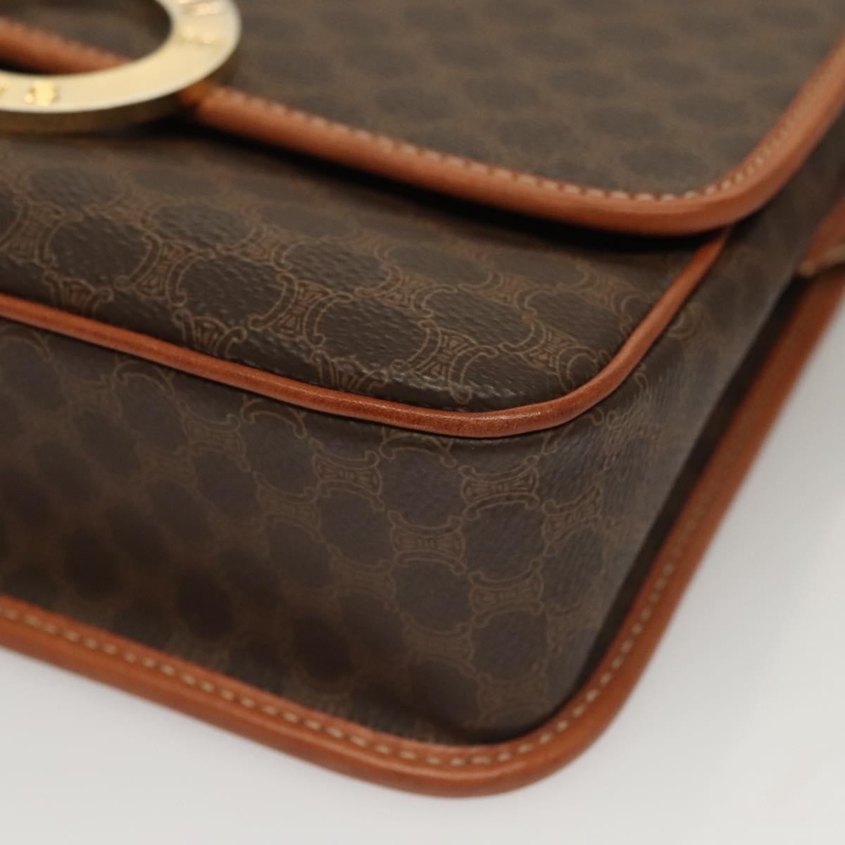 Celine Macadam Shoulder Bag PVC Leather, BROWN, CANVAS, Shoulder bag