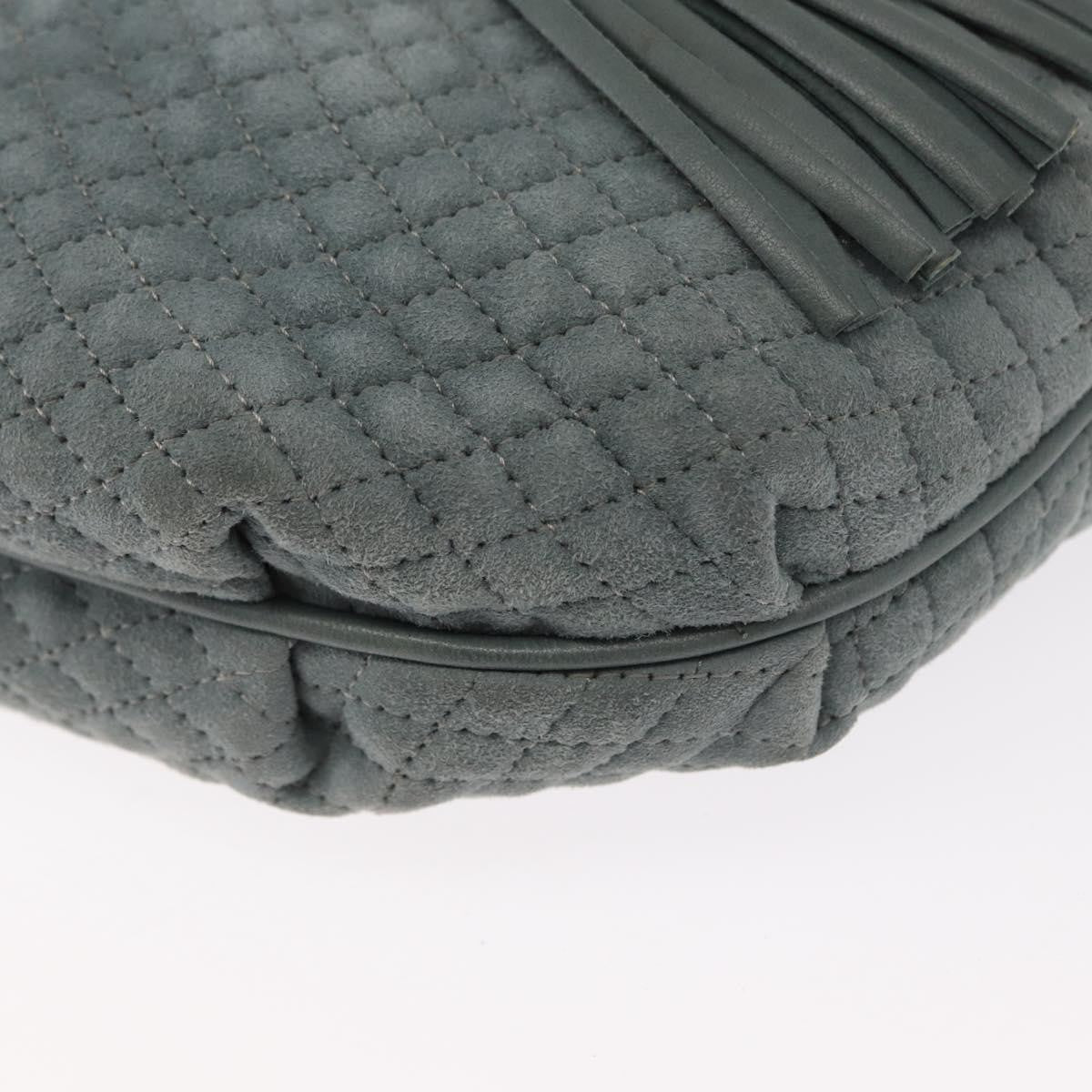 Bally Vintage Chain Shoulder Bag Quilted Suede, GRAY, SUEDE, Shoulder bag