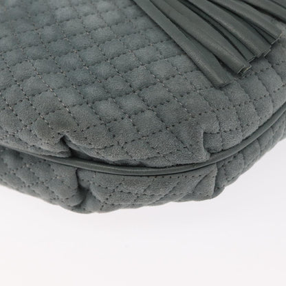 Bally Vintage Chain Shoulder Bag Quilted Suede, GRAY, SUEDE, Shoulder bag