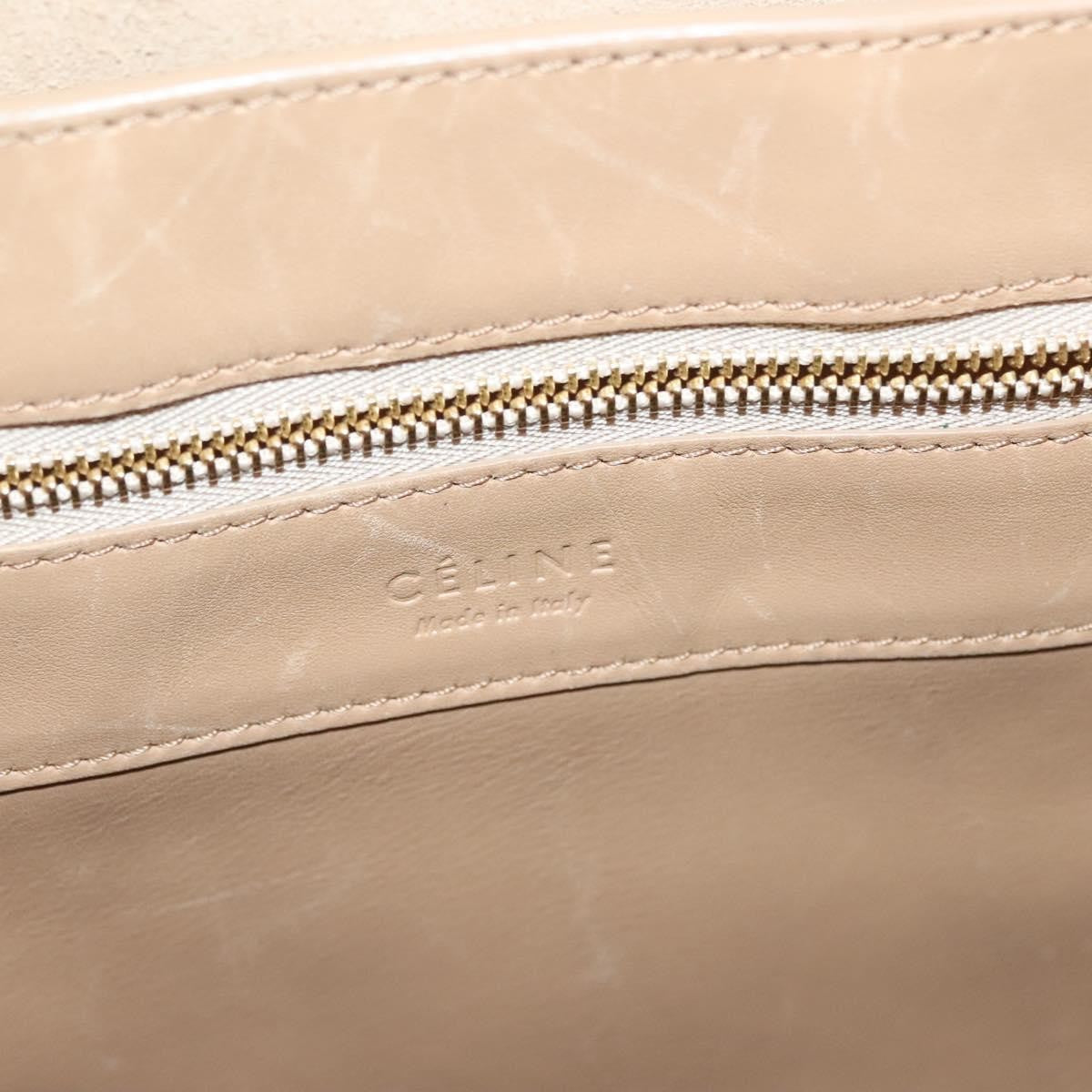 Celine Bicolor Drawstring Cabas Tote Leather, BEIGE, LEATHER, Tote bag