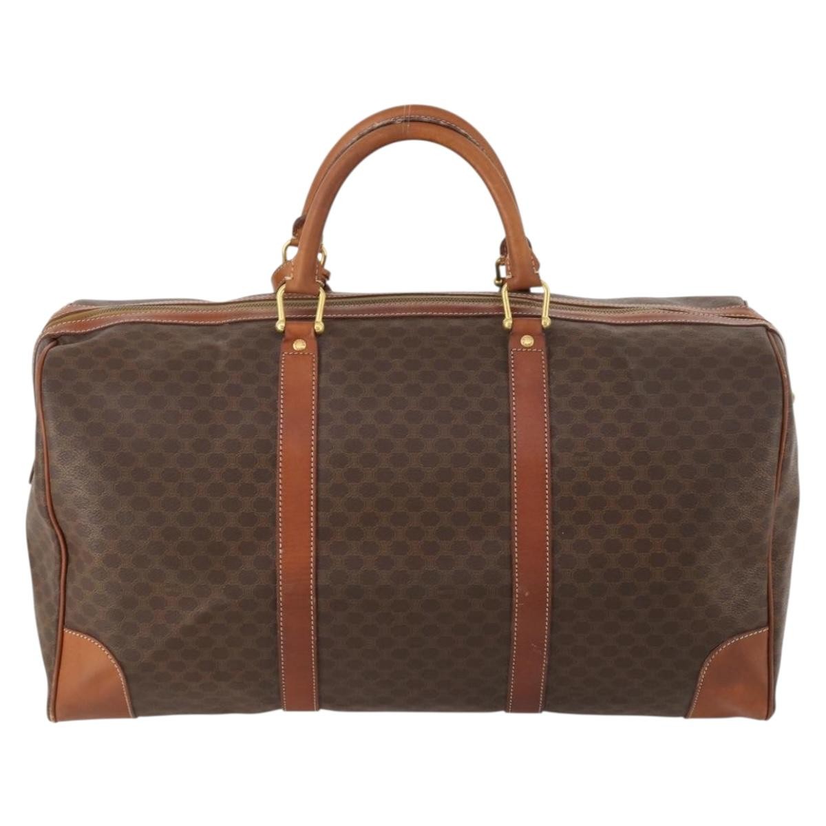 Celine Vintage Macadam Boston bag Canvas and Leather, BROWN, CANVAS, Travel bag