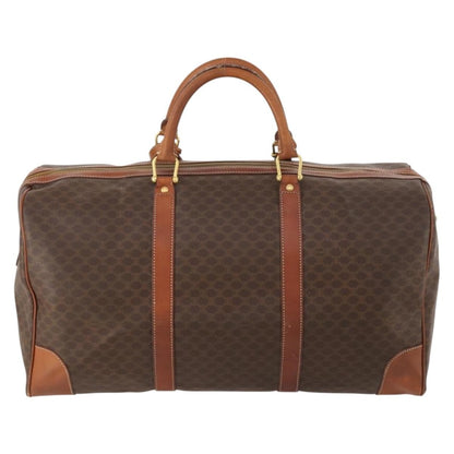 Celine Vintage Macadam Boston bag Canvas and Leather, BROWN, CANVAS, Travel bag