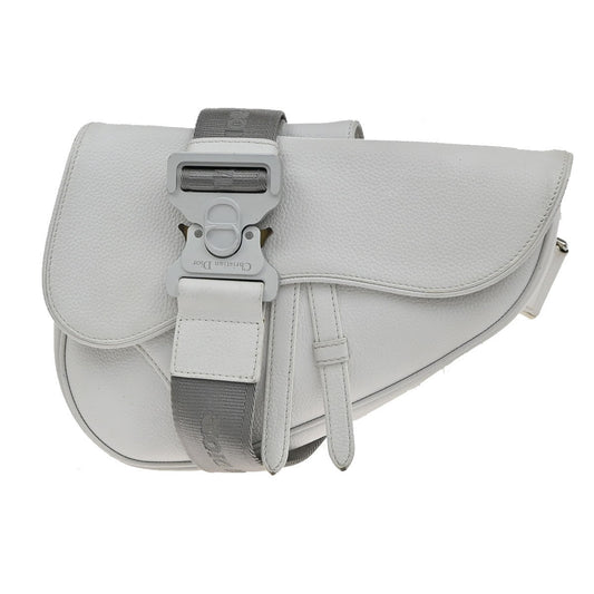 Christian Dior Saddle Crossbody Bag Leather, WHITE, LEATHER, Shoulder bag