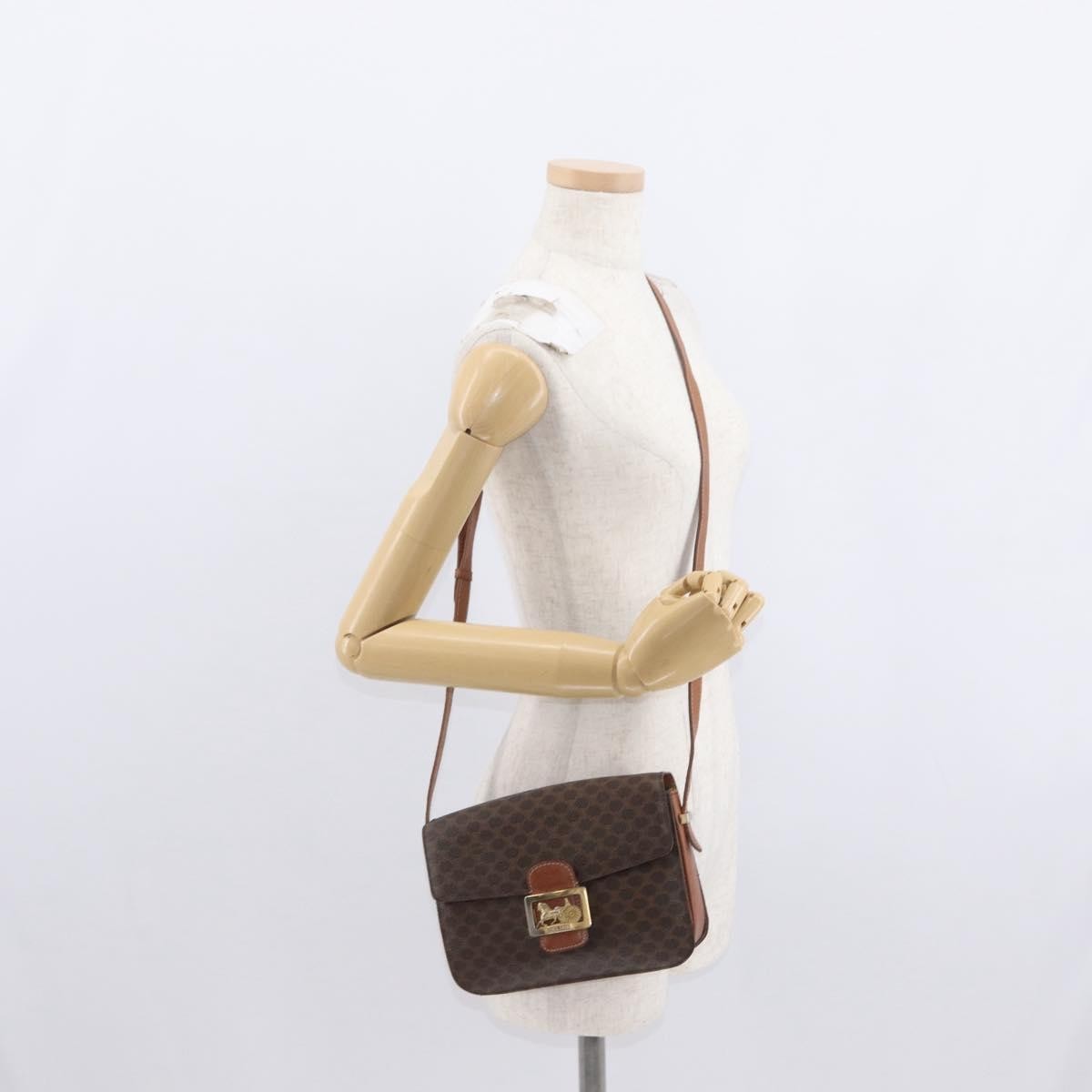 Celine Vintage Horse Carriage Macadam Shoulder Bag Canvas, BROWN, PVC, Shoulder bag