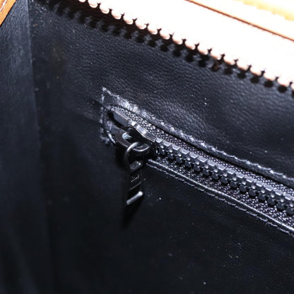 Celine Logo Triomphe Pouch Leather, BLACK, LEATHER, Clutche & pouche