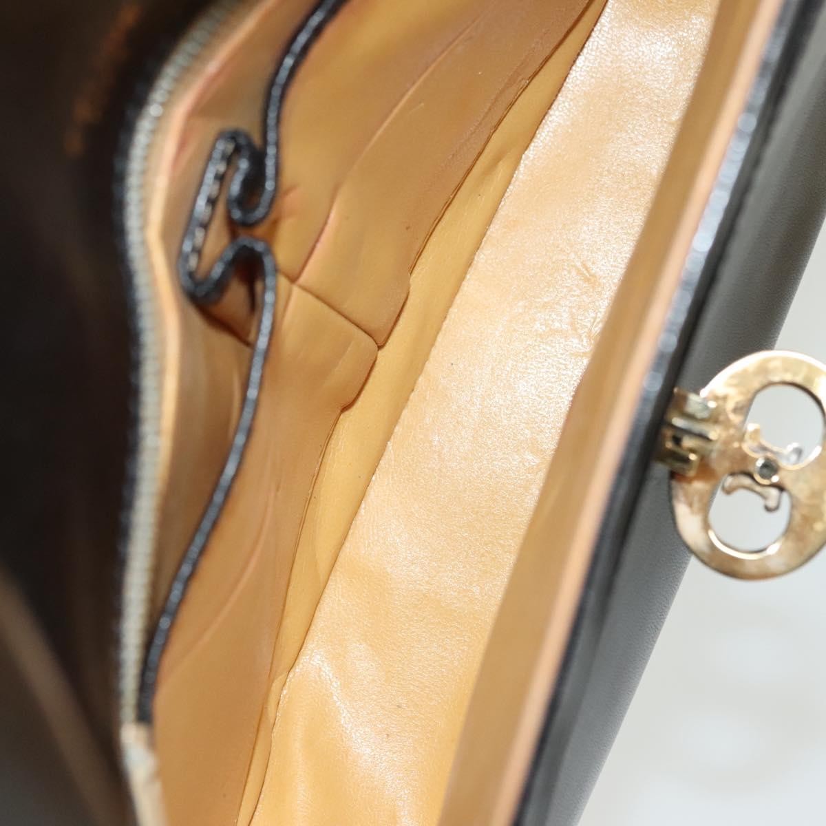 Celine Vintage Triomphe Shoulder Bag Leather, BLACK, LEATHER, Shoulder bag