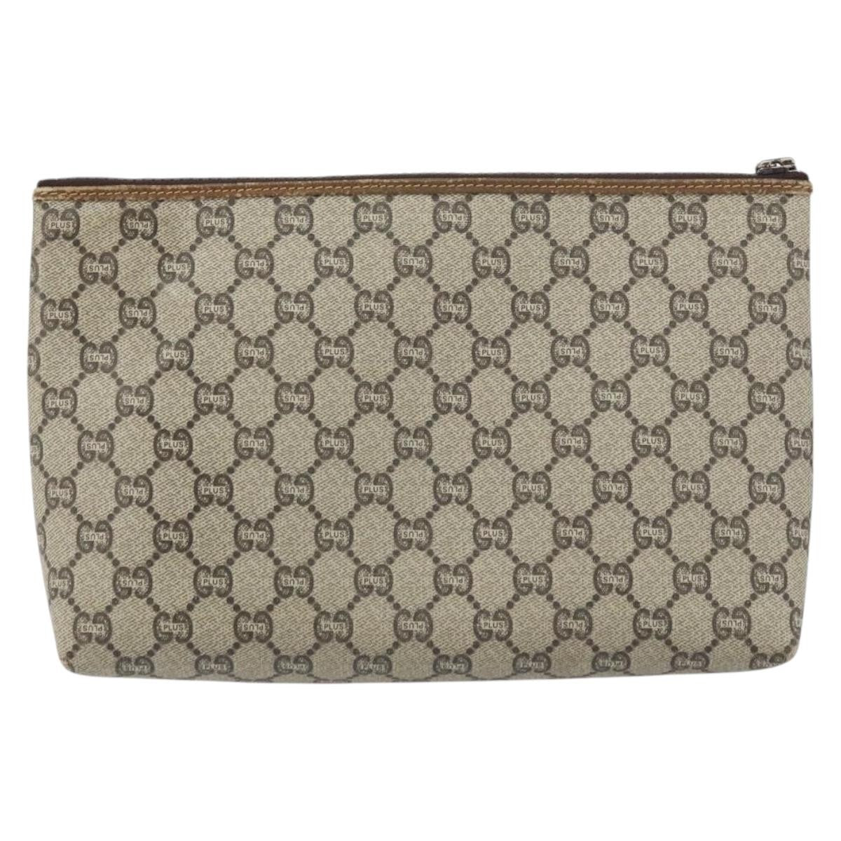 Gucci Zip Pouch GG Canvas, BEIGE, CANVAS, Clutche & pouche