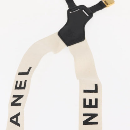 Chanel Logo Suspenders Canvas, WHITE, CANVAS, Belts