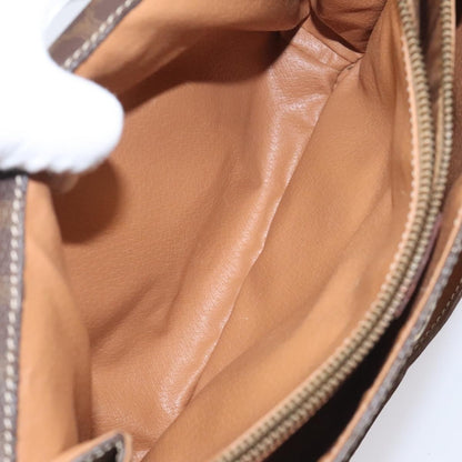 Celine Vintage Macadam Circle Logo Shoulder Bag Canvas and Leather, Brown, Canvas, Shoulder Bag