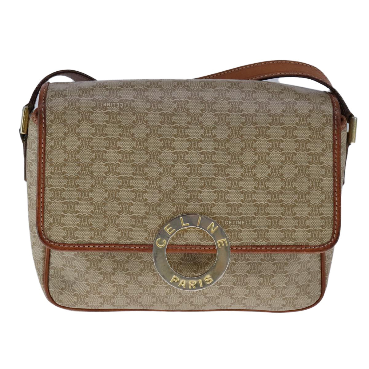 Celine Vintage Macadam Shoulder Bag Canvas, BEIGE, CANVAS, Shoulder bag