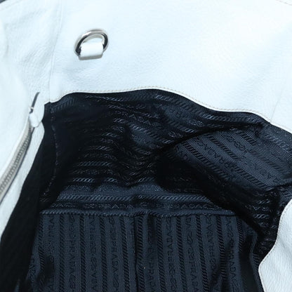 Prada Front Pocket Wing Convertible Tote Vitello Daino, WHITE, LEATHER, Tote bag