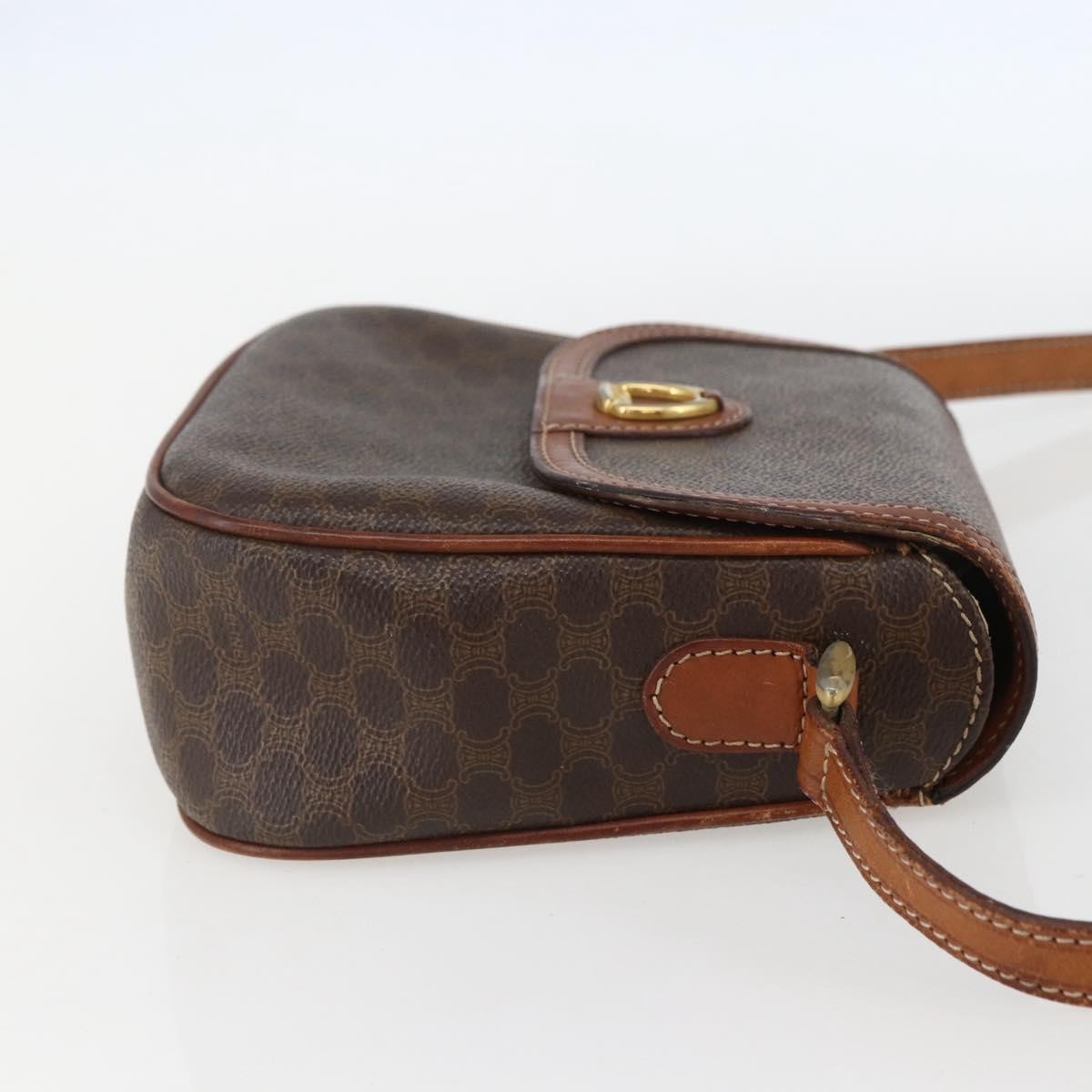 Celine Vintage Macadam Shoulder Bag Canvas and Leather, BROWN, CANVAS, Shoulder bag